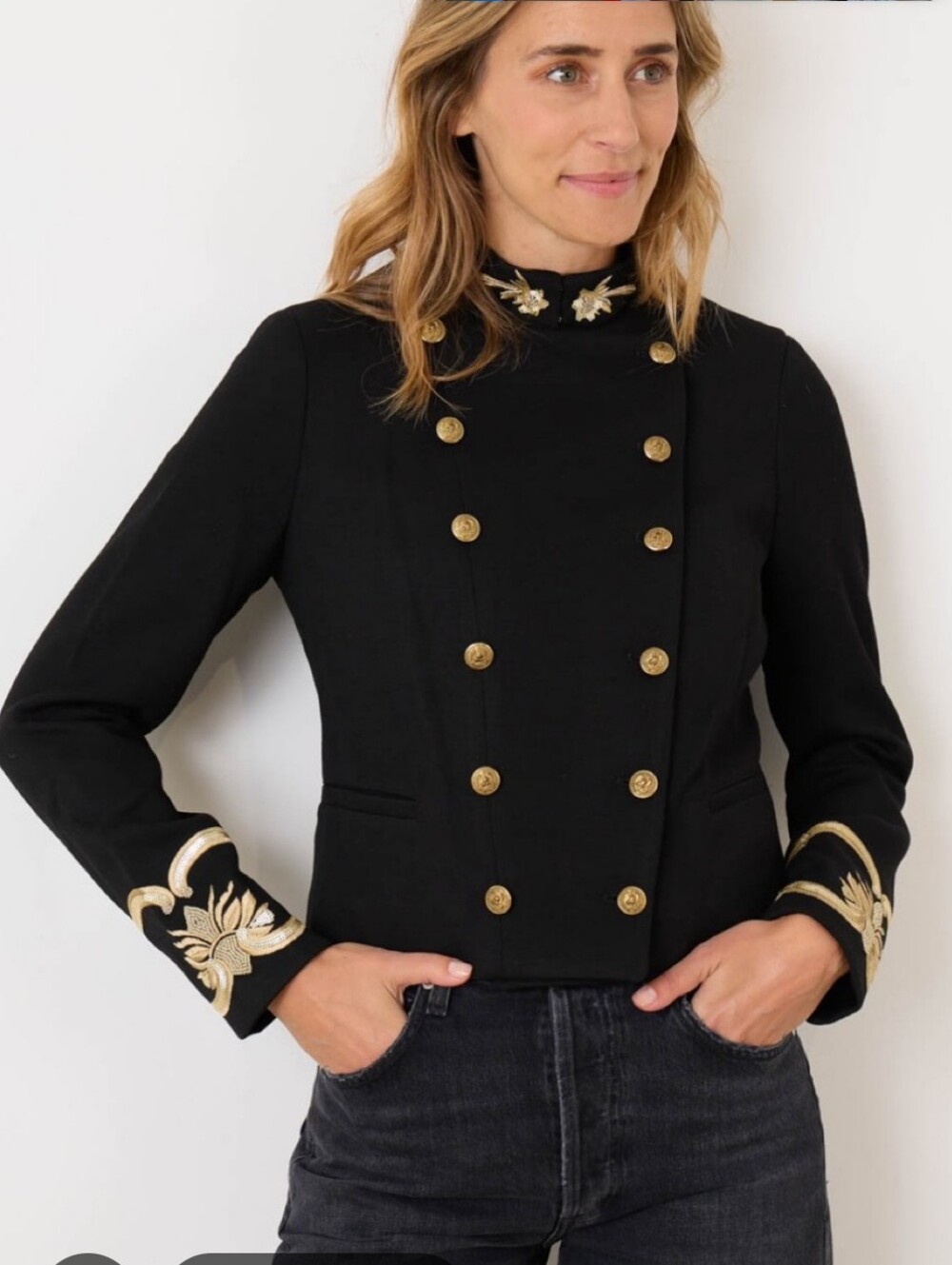 Polo Ralph Lauren Women's 10 Black Double Breasted Blazer Jacket Military